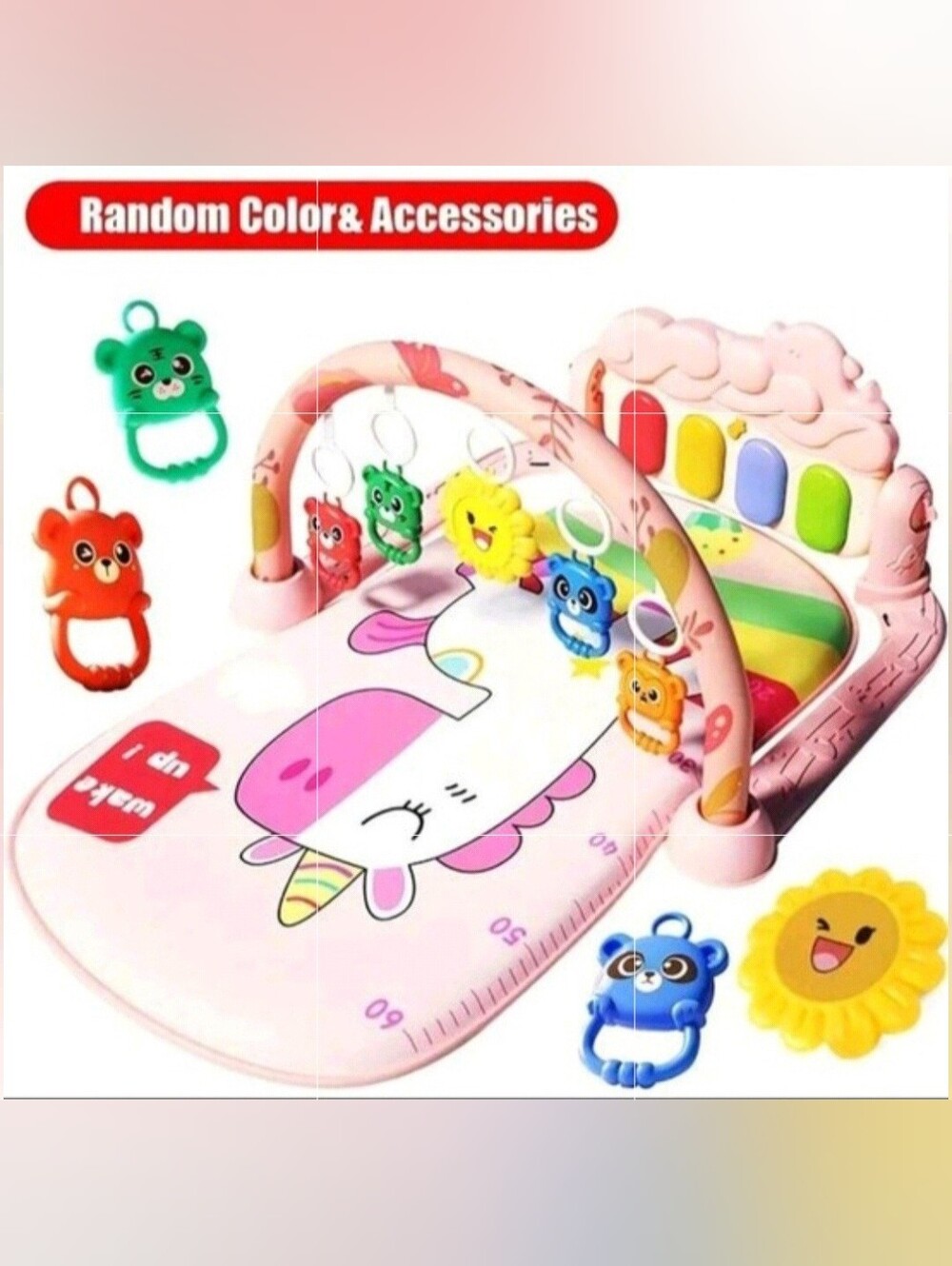 Bundle Of 5 For Girl, Unicorn Pink Play Gym With Toys, Box Is a Little Bent But